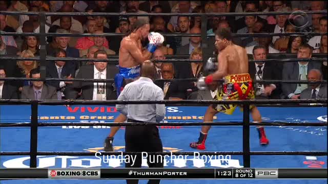 Shawn Porter counters Keith Thurman's right with two ripping shots to the body