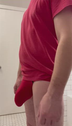 Red shirt, red underwear, and my red hot cock (39)