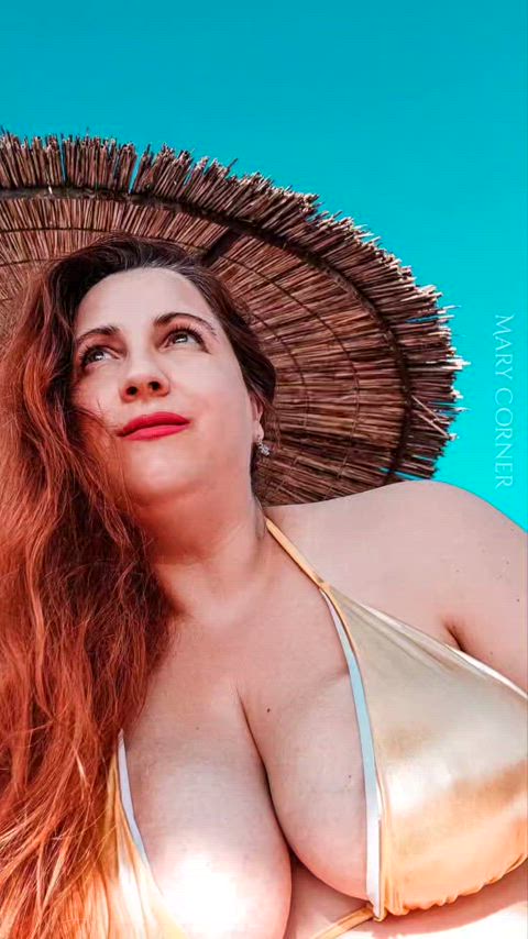 bbw big tits bikini milf natural tits onlyfans outdoor redhead sfw vacation bba bikinis