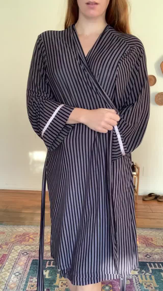 Robe Reveal (grey panties)