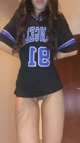 I hope daddy approves me wearing this to his game, we can secretly fuck in the bathroom