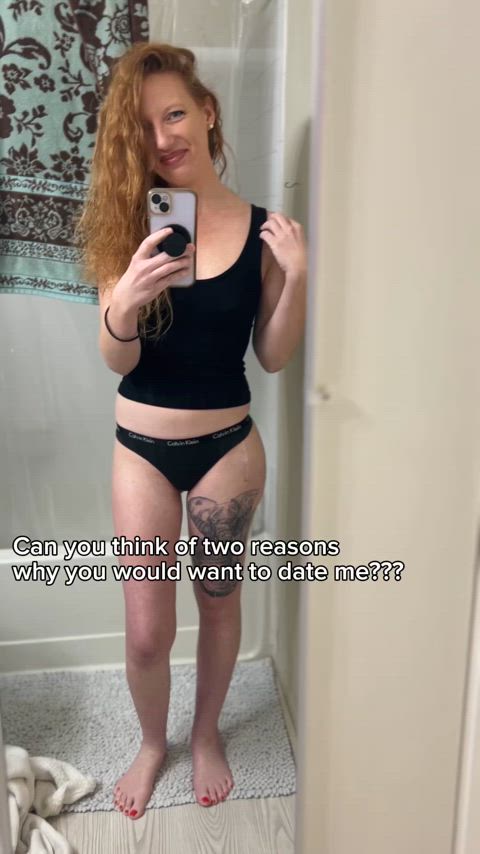 long hair long legs milf panties redhead tattoo clip