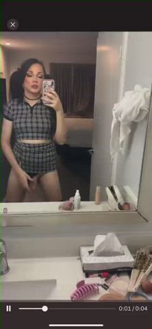 brunette femboy girl dick onlyfans schoolgirl selfie sissy trans clip