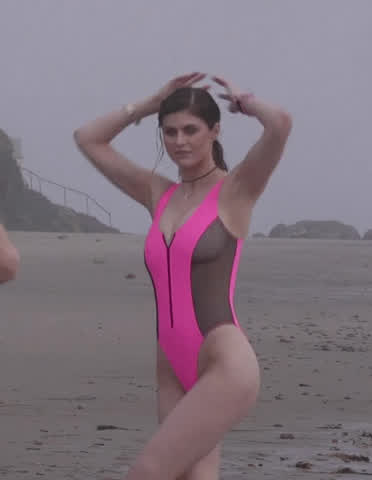 Alexandra Daddario Beach Swimsuit clip