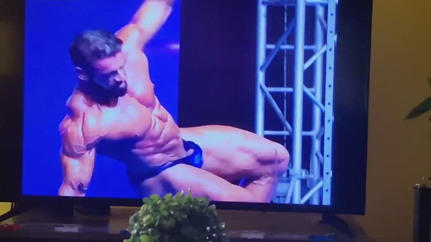 bodybuilder close up cock exposed muscles slow motion clip