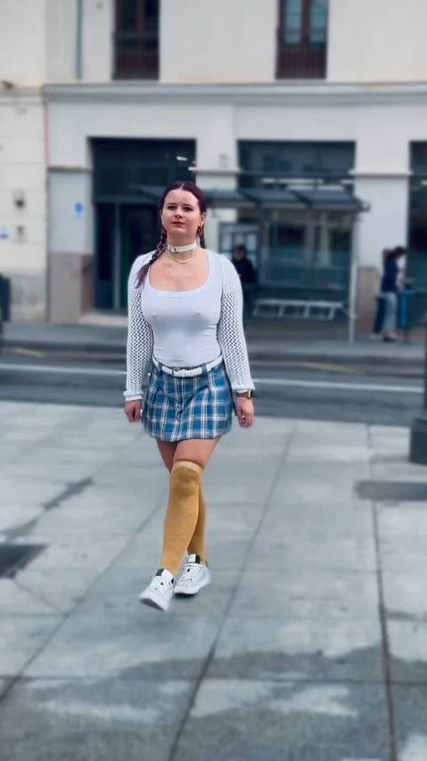 Winter is here but that doesn’t stop me walking the streets braless!