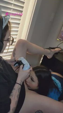 gamer girl lesbian lesbians pussy pussy licking clip