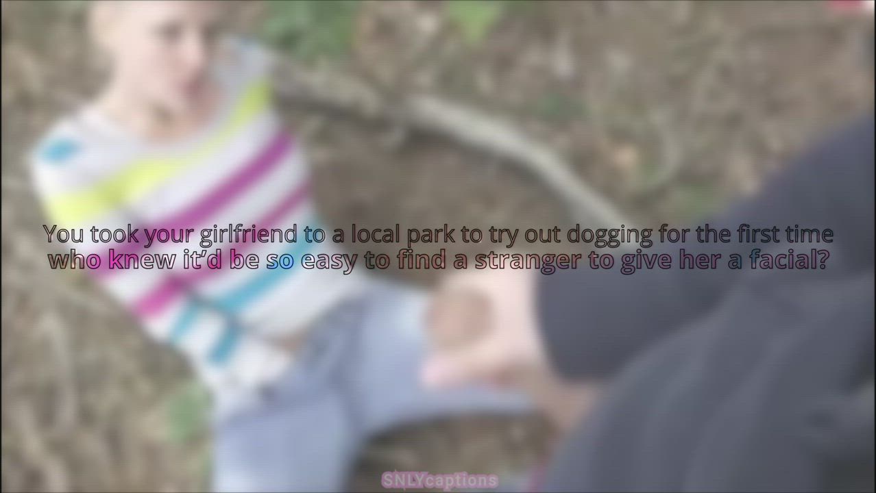 Caption Cuckold Dogging Facial Girlfriend Hotwife Public Sharing Stranger clip
