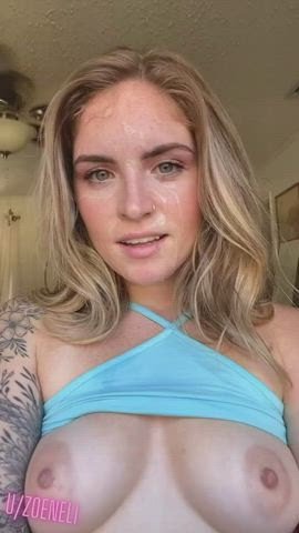 blonde cumshot facial green eyes teen clip