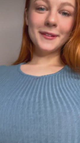 big tits redhead solo titty drop clip