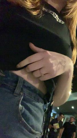 Out for dinner and got caught flashing! [GIF]