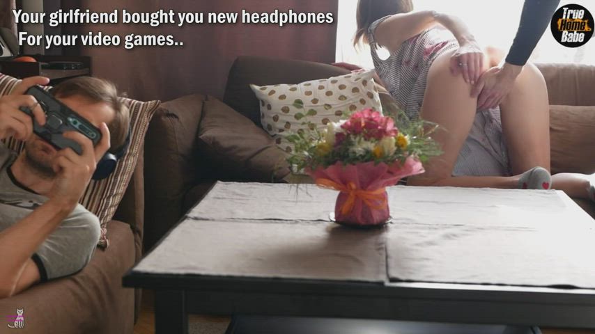 Headphones block out the noise of your girlfriend cheating! [Cuckold]