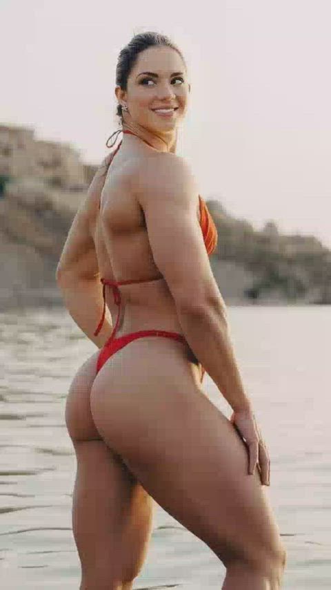 big ass bikini bodybuilder brunette european fit fitness muscles muscular girl muscular