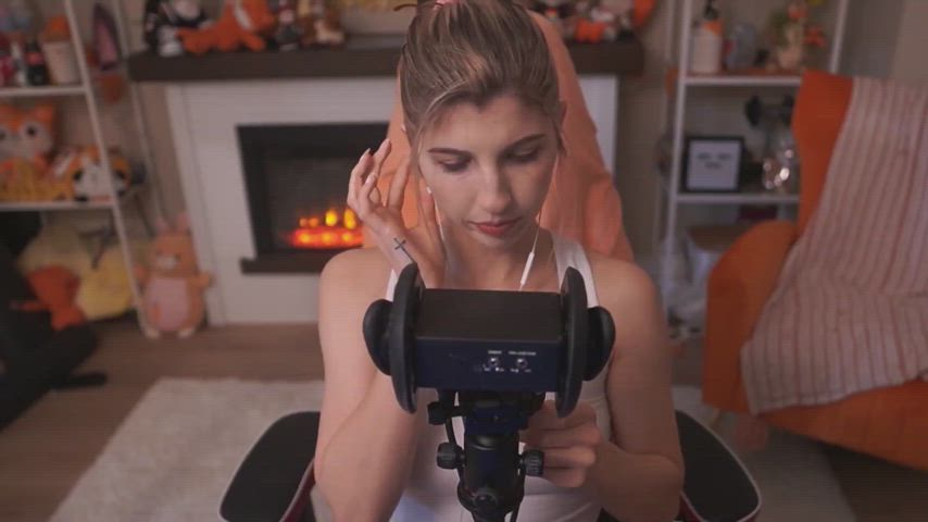 asmr beautiful blonde sexy sexy voice tank top tongue clip