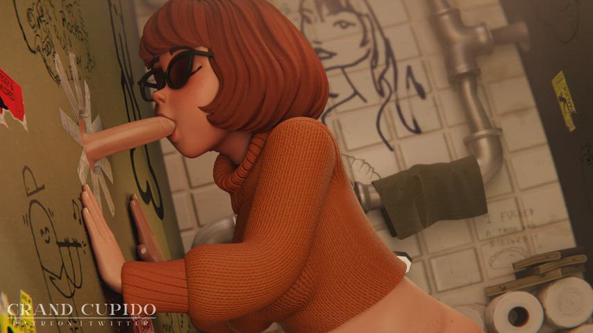 Velma Gloryhole Bathroom blowjob cum [Scooby Doo] (Grand Cupido)