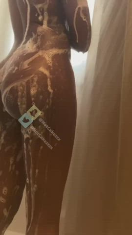 ass bubble butt ebony shower soapy twerking clip