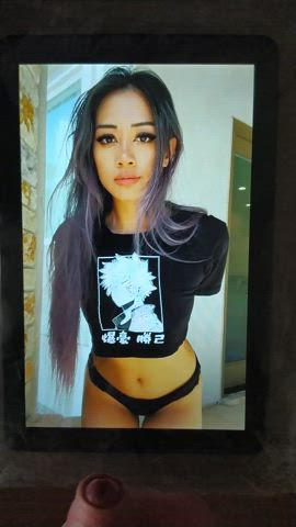 asian brunette celebrity cum cumshot facial gamer girl tribute clip