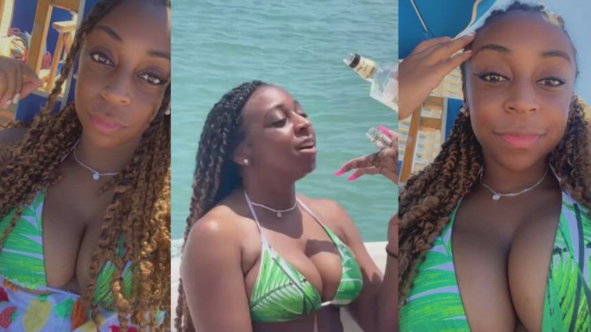 big tits bikini busty cleavage close up ebony clip