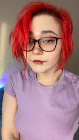 ahegao anime eye contact glasses kawaii girl pierced redhead teen tongue tongue fetish