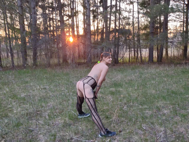 amateur flashing lingerie milf nude outdoor public clip