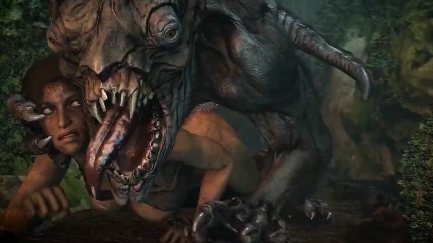 3d animation dogging doggystyle forced lara croft monster monster cock rule34 standing