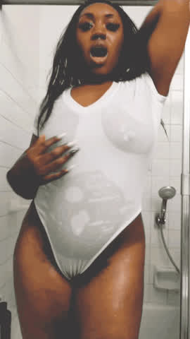 Big Tits Ebony Tease Wet clip