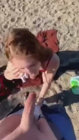 Amateur Beach Blowjob Brunette clip