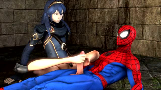 Lucina gives Spider-Man a lovely footjob