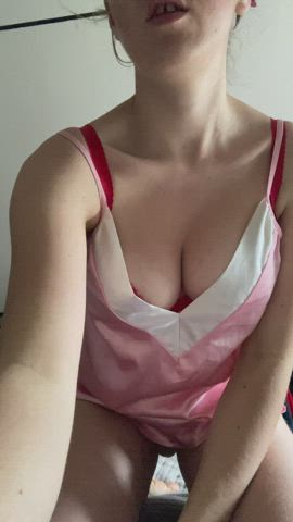 Doing my best to convince you to cum on my boobs, is it working?