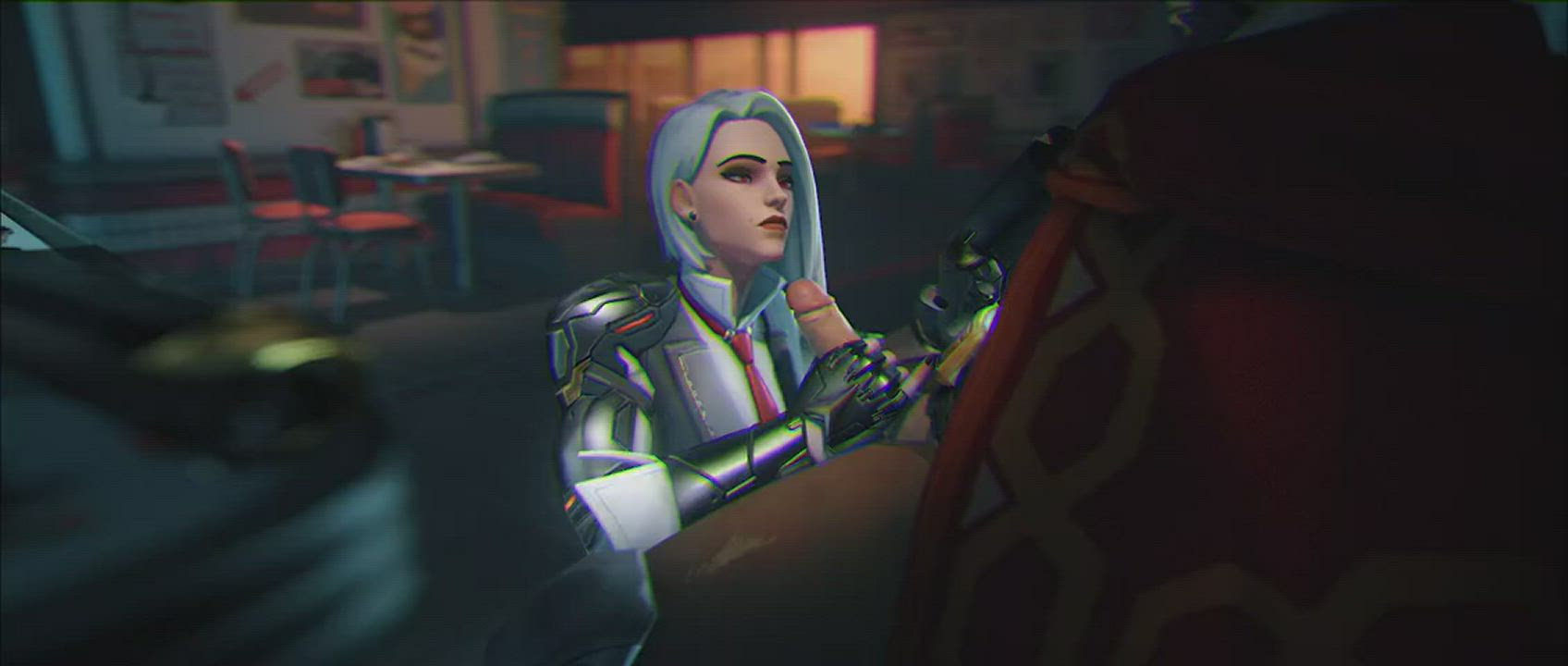 Ashe milking Mccree - animation by (Unknown; If u know tell me)