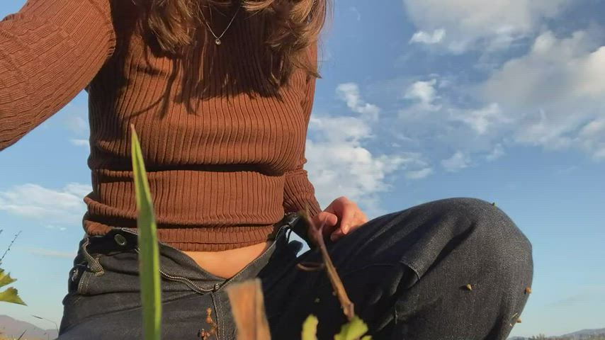 flashing natural tits perky public tease teasing clip
