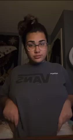 belly button big tits boobs chubby curvy glasses thick tits titty drop clip