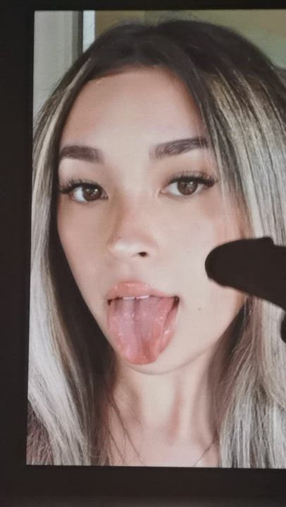 the fuck you sticking that tongue out for slut