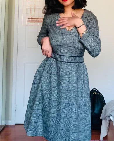 serving you sexy librarian vibes with the dress and the glasses ?