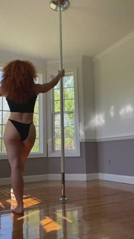 fitness non-nude pole dance redhead clip
