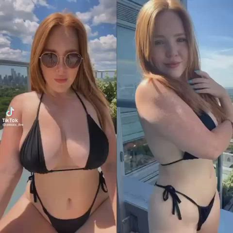 Big Tits Bikini Bouncing Tits Censored Redhead TikTok Titty Drop clip