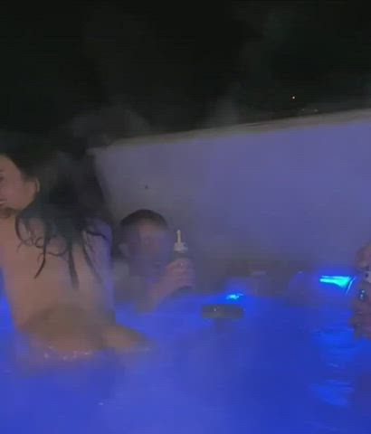 Getting fingered in the hot tub