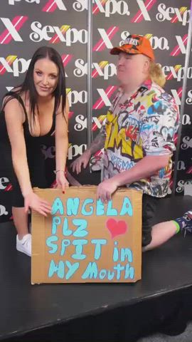 Angela Spit in fan's mouth