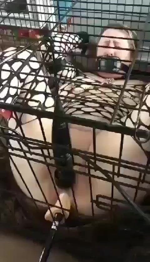 Caged and ass fucked