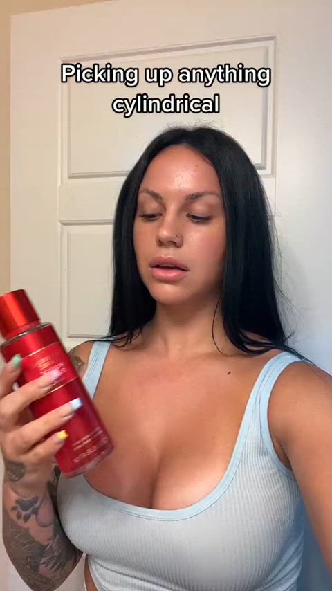 big tits caption cleavage pov tease teasing tiktok not-nude tik-tok clip