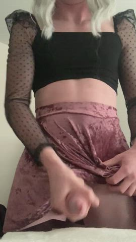 Cumming feels so much better with a skirt on, don’t you think?