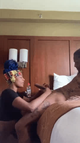 African American BBC Big Dick Blowjob Ebony Ebony Couple Thick clip