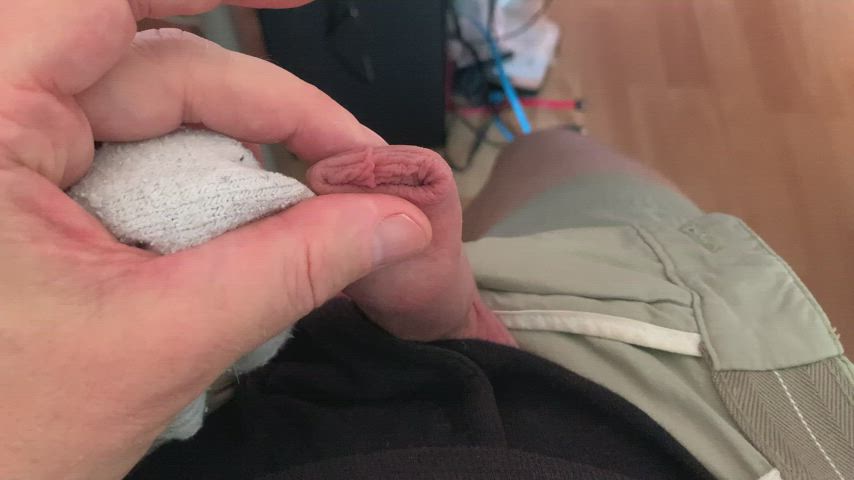 from uncut to cut, feeling circumcised and rubbing with sock over the still so sensitive