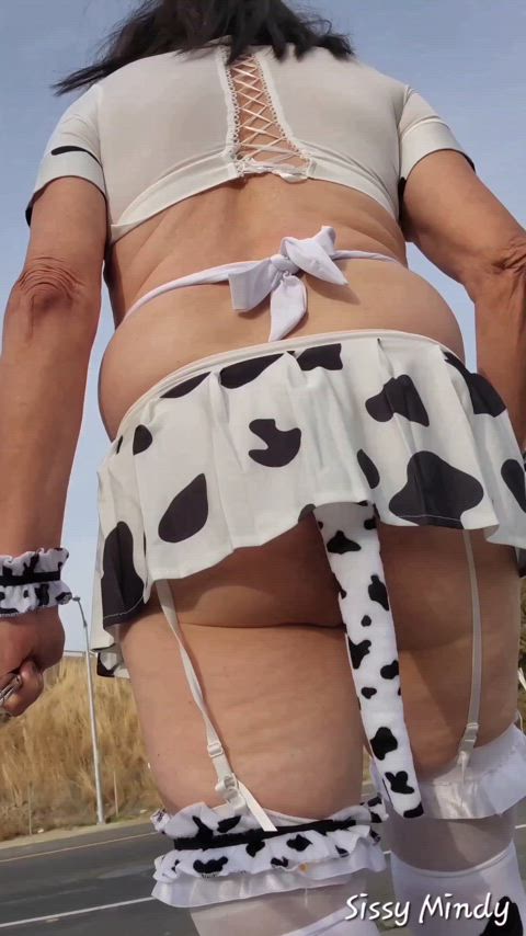 CowSissy #cosplay #heels #cowgirl #stockings miniskirt 