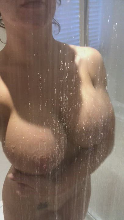 Ambers big tits need plenty of "shower" cream