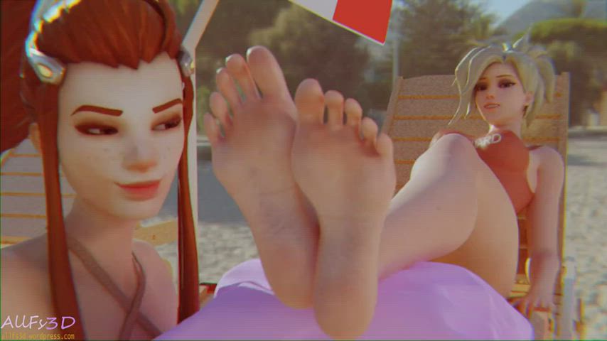 Brigitte worships Mercy's feet [AllFs3D]