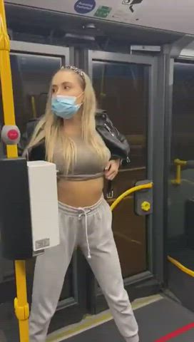 blonde bus public titty drop clip