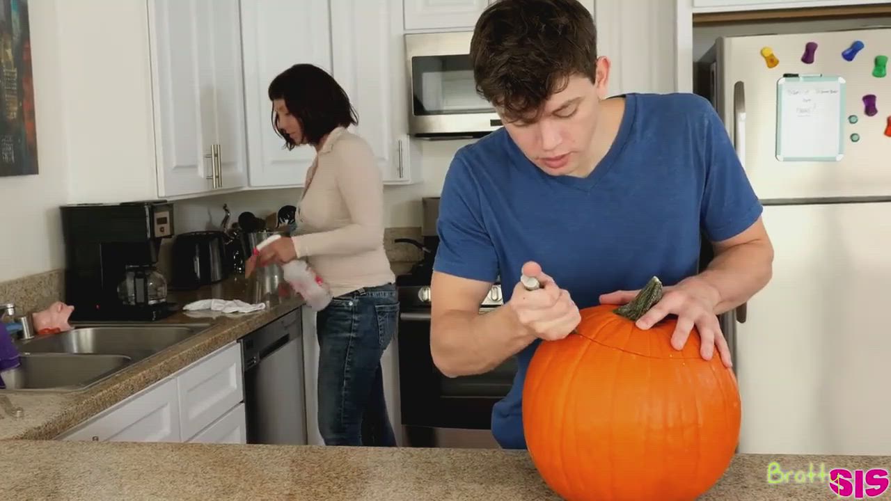 Brother and sister's Halloween pranks..| Aubrey Sinclair Pumpkin Fuck