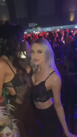 boobs club horny hostel kissing lesbians nightclub tits clip