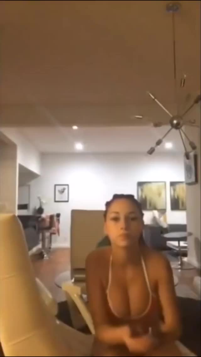 Danielle Bregoli showing off her sexy body and big breasts in orange bikini